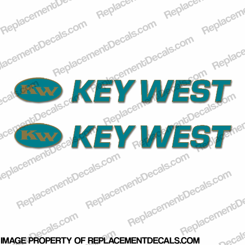 Key West Boat Decals (Set of 2) - Teal/Gold INCR10Aug2021