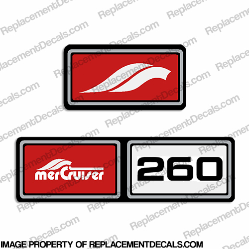 Mercruiser 1982-1989 260hp Valve Cover Decals  - Red INCR10Aug2021