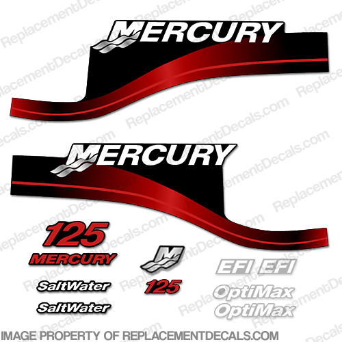 Mercury 125hp EFI/Optimax Decal Kit (Red) INCR10Aug2021
