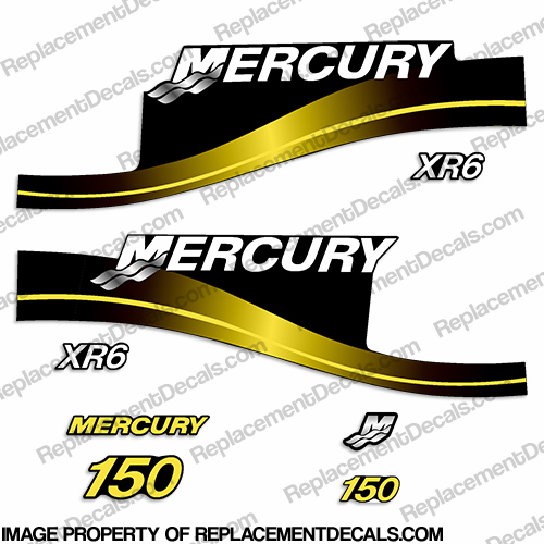 Mercury 150hp XR6 Decals - Custom Yellow INCR10Aug2021