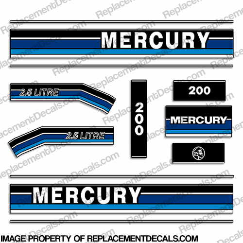 1991-1993 Mercury 200hp Decals - Custom Blue INCR10Aug2021