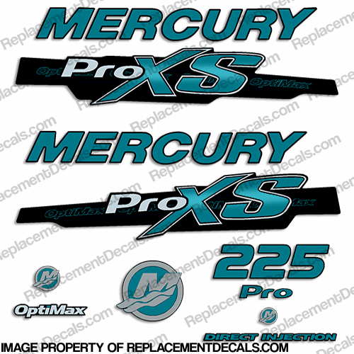 Mercury 225hp ProXS 2013+ Style Decals - Teal pro xs, optimax proxs, optimax pro xs, optimax pro-xs, pro-xs, 250 hp, INCR10Aug2021