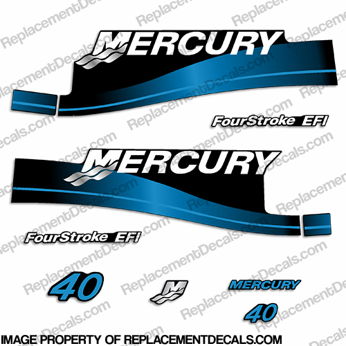 Mercury 40hp 4-Stroke EFI Decal Kit 1999-2004 (Blue) INCR10Aug2021