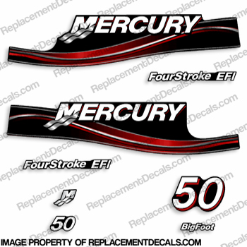 Mercury 50hp Four Stroke EFI Decals (Red) INCR10Aug2021