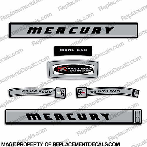Mercury 1966 65HP Outboard Engine Decals INCR10Aug2021