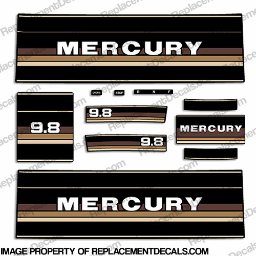 Mercury 1984 - 1985 9.8hp Outboard Decals 9.8, 110, stickers, operation, sticker, motor, 1984, 1985, 84, 85, 84, 85, 9hp, 9, engine, decal, outboard, mercury, INCR10Aug2021