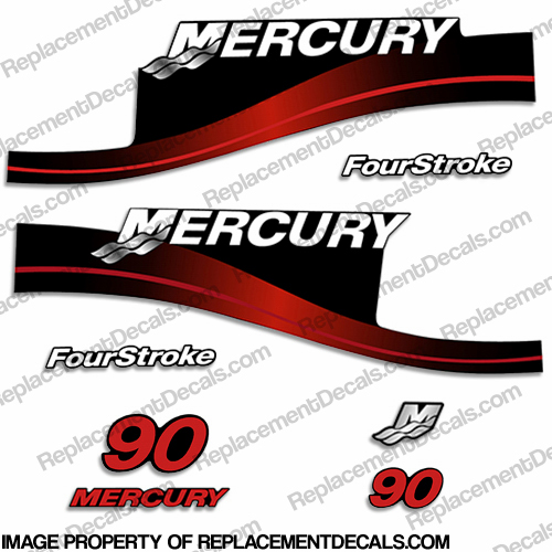 Mercury 90hp 4-Stroke Decal Kit 1999-2004 (Red) INCR10Aug2021