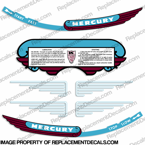 Mercury 1946 KD-4 Outboard Engine Decals INCR10Aug2021