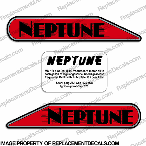 Neptune Outboard Decals - For A1, AA1, B1, 11A4 Models Neptune, Boat, outboard, motor, engine, decal, sticker, kit, set, INCR10Aug2021