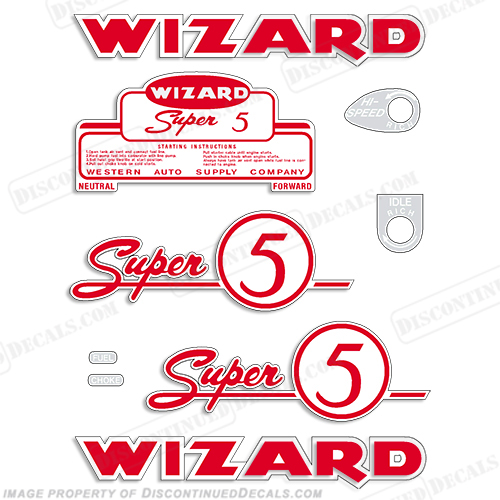 Wizard 5hp Decal Kit - 1955-1956 INCR10Aug2021