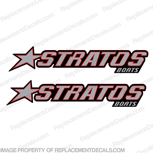 32" Chrome Stratos Boats Decal Kit  2000, 2001, 2002, 2003, 2004, 2005, 2006, 2007, stratos, boats, boat, decal, sticker, kit, set, of, two, chrome, INCR10Aug2021