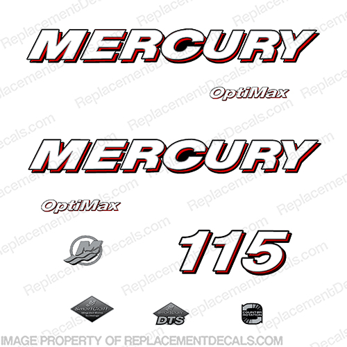 Mercury 115hp "Optimax" Decals - 2006 Straight INCR10Aug2021