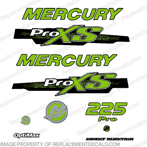 Mercury 225hp ProXS Decal Kit - Electric Green pro xs, optimax proxs, optimax pro xs, optimax pro-xs, pro-xs, 225 hp, 225, pro, INCR10Aug2021