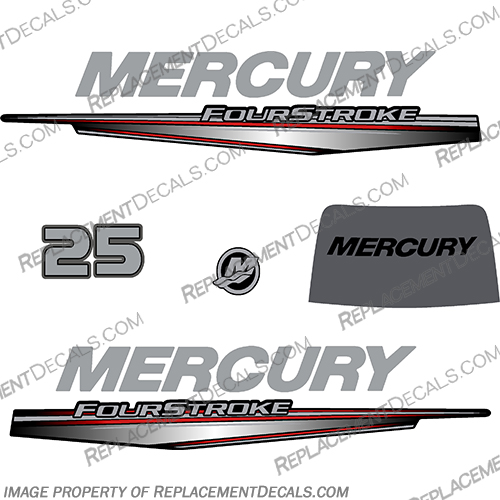 Mercury 25hp  Outboard Engine Decal Kit - 2011+  mercury, 25, 25hp, 25 hp, 2011, 2012, 2013, 2014, 2105, 2016, 2107, 2108, 2019, 2020, merc, mercury, outboard, engine, four, stroke, fourstroke, engine, motor, 4s, 4stroke, INCR10Aug2021