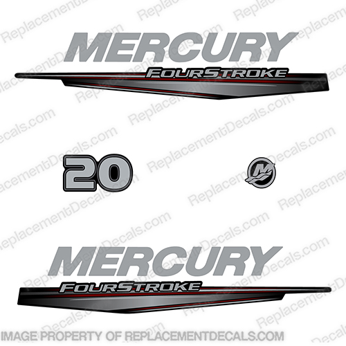 Mercury 20hp  Outboard Engine Decal Kit - 2011+ mercury, 20, 20hp, 20 hp, 2011, 2012, 2013, 2014, 2105, 2016, 2107, 2108, 2019, 2020, merc, mercury, outboard, engine, four, stroke, fourstroke, engine, motor, 4s, 4stroke, INCR10Aug2021