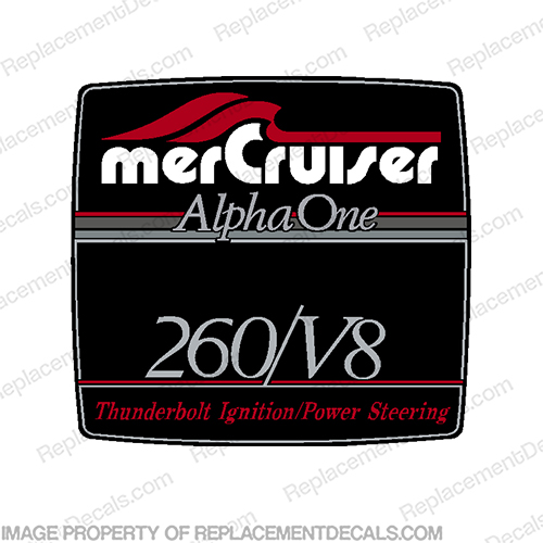 Mercruiser 260/V8 Alpha One Flame Arrestor Decal  merc, 260, v8, alpha, flame, arrestor, decal, sticker, cover, plate, INCR10Aug2021