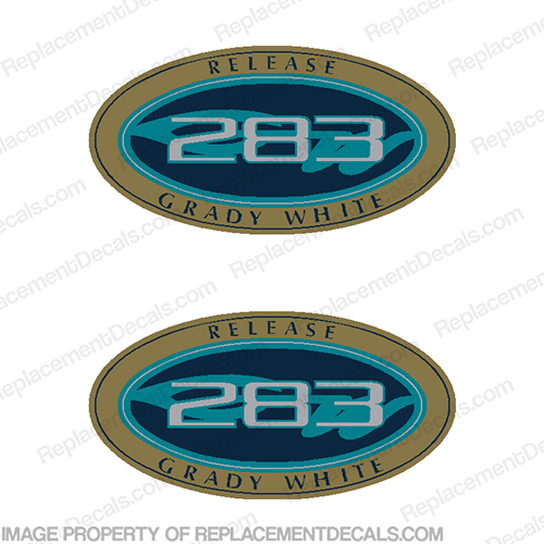 Grady White Release 283 Logo Decals (Set of 2)  Gradywhite, 283, 28, twenty eight,INCR10Aug2021