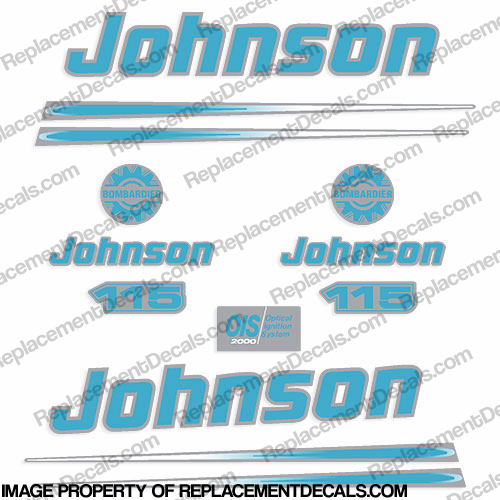 Johnson 115hp 2004 Decals - Blue/Silver INCR10Aug2021