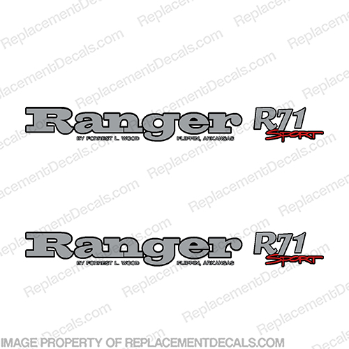 Ranger R71 Sport Decals (Set of 2)  ranger, r, 71, r71, 93, 83, 91, boat, logo, marking, tag, model, sport, decals,decal, sticker, stickers, kit, set, INCR10Aug2021