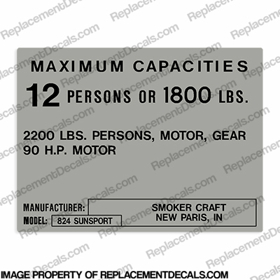 Smoker Craft Capacity Decal - 12 Person INCR10Aug2021