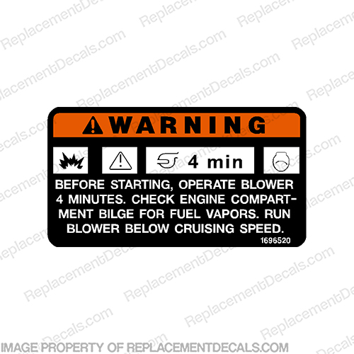 Warning Decal - Before Starting Operate Blower for 4 Minutes warning, 4, four, before, INCR10Aug2021