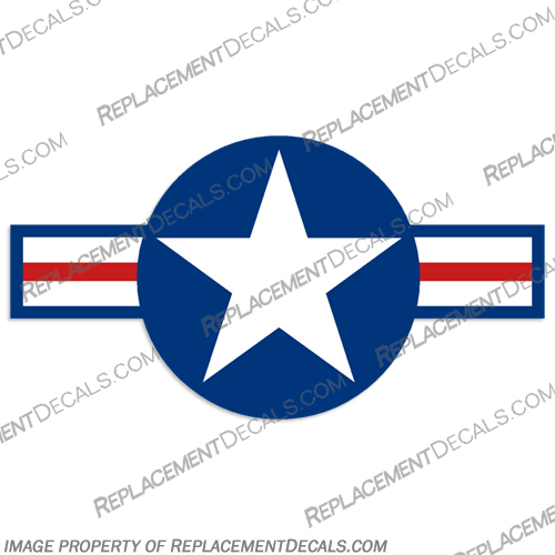 1943 Star Badge Aircraft Decal - Single - Style 2 vintage, aircraft, air, craft, decal, decals, sticker, star, bars, bar, badge, 1943, single, blue, red, airplane, label, style, 2, 
