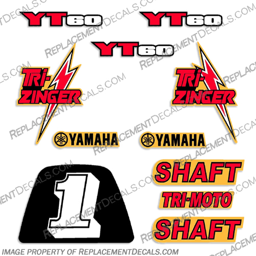 Yamaha YT60 Tri-Zinger Decal Kit - 1984-1985 yamaha, YT, yt, yt60, YT60, 1984, 1985, dirt, bike, motorcycle, stickers, decals, off road