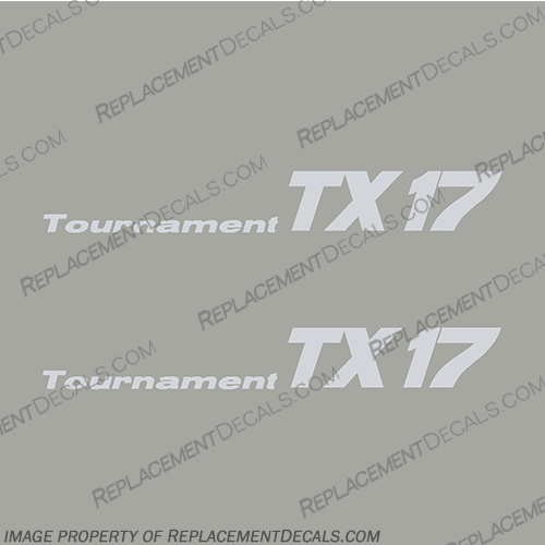 Bass Tracker Tournament TX17 Decals (Set of 2) in Any Single Color - Shown in White Bass Tracker, Tournament, TX17, Decal, Decals, Set of 2, Any, Color, Any Color,