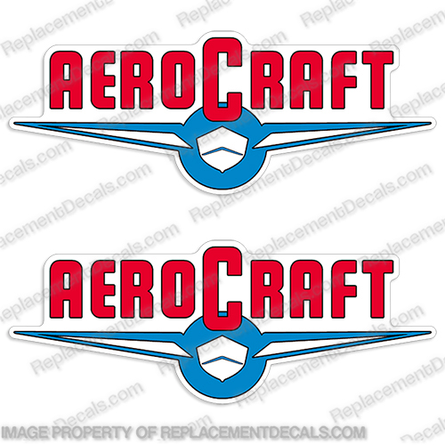 AeroCraft Q-14 Boat Decals - (Set of 2) 1950s aerocraft, aero, craft, q14, q, 14, q-14, 1950, 1951, 1952, 1953, 1954, 1955, 1956, 1957, 1958, 1959, vintage, hull, stickers, boat, decals, set, of, 2, two, small, little, stickers, clear, 