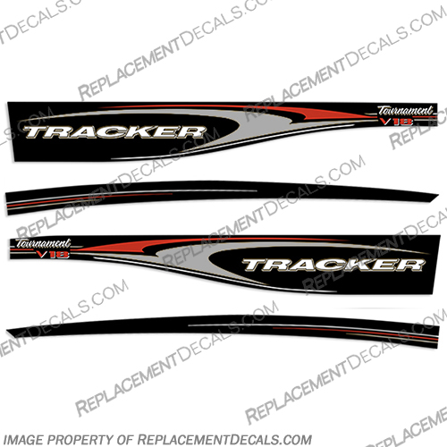 2003 Bass Tracker Tournament V-18 Boat Decals - SILVER Bass, tracker, fish, the, finest, boat, boats, logo, lettering, decal, sticker, hull, sticker, Tournament, V-18, v18, v 18, 2003, silver