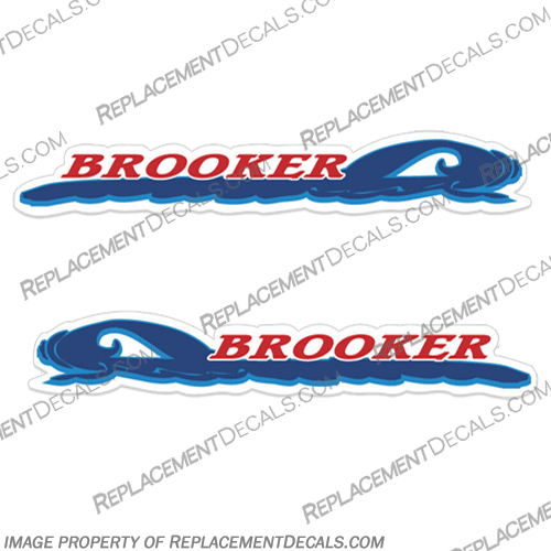 Brooker Boat Decals - Set of 2 brooker, boat, decal, sticker, logo, outboard, engine, water, vintage, replacement, decals, stickers, set, of, 2, 