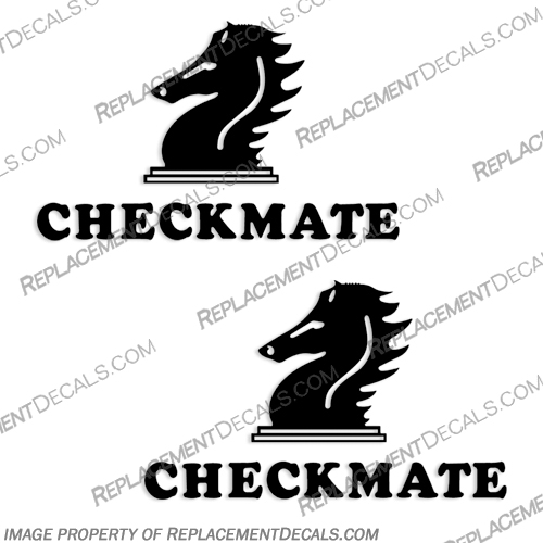 Checkmate PowerBoats Logo Decals (Set of 2) - Any Color!  check, mate, checkmate, power, boat, powerboat, decals, logos, stickers, set, of, 2, two, any, color, black, red, white, 