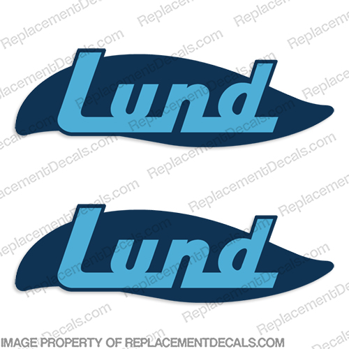 Lund Boat Decals (Set of 2) 1960s Style Blue INCR10Aug2021
