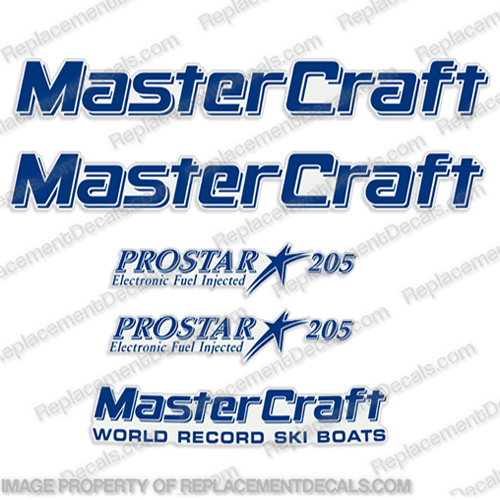 MasterCraft Pro Star 205 Electronic Fuel Injection Boat Decals - Full Kit - 1 Color! Master, Craft, 1990's, 1980's, 1980s, 1990s, 90, 80, 90's, 80's, 90s, 80s, 205, pro, star, INCR10Aug2021