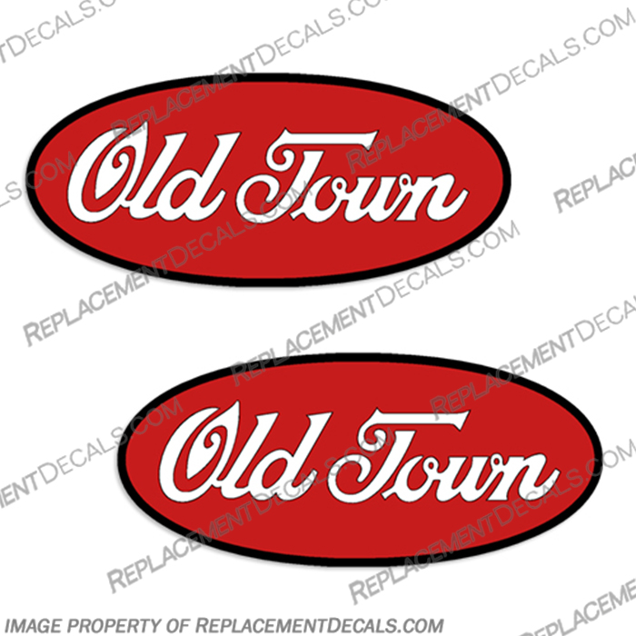 Old Town Canoe Decals - Style 2 (Set of 2) boat, logo, lettering, label, decal, sticker, kit, set, of, 2, two, canoe, stickers, old, town, decals, style2, style 2, 