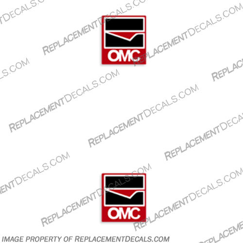 OMC Boat Decals for Javelin Boats (Set of 2) javelin, boat, decals, squares, stickers, set. of, 2, outboard, logo, name, omc, style,