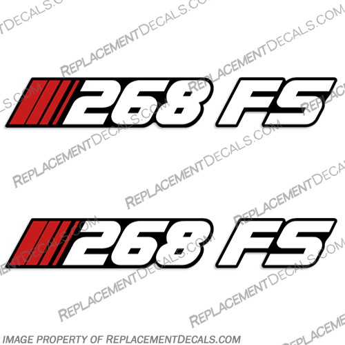 Stratos "268 FS" Decal (Set of 2)  stratos, fs, 268, decal, decals, sticker, set, kit, boat, engine, cover, 