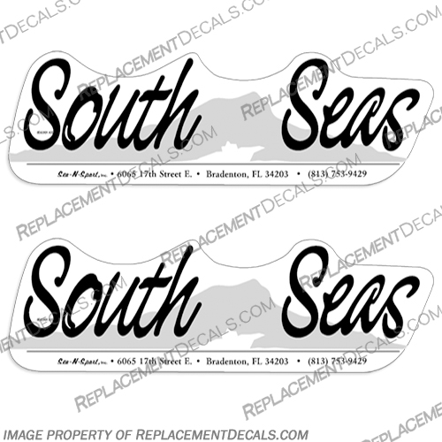 South Seas Sun and Sport Boat Decals (set of two) boat, decal, decals, stickers, logo, logos, south, seas, sun, and, sport, excel, boats, 2 color, set, of, 2