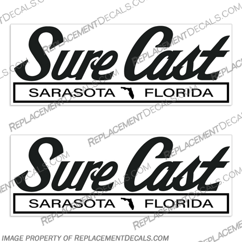 Sure Cast Boat Decals (set of 2) - Any Color! boat, logo, decal, sticker, set, of, 2, any, color, decals, kit, sure, cast, 