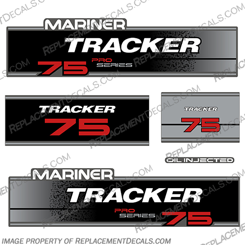 Tracker Mariner 75hp Pro Series Engine Decal kit  tracker, mariner, pro, series, 75hp, 75 hp, engine, decal, kit, set, 1995,