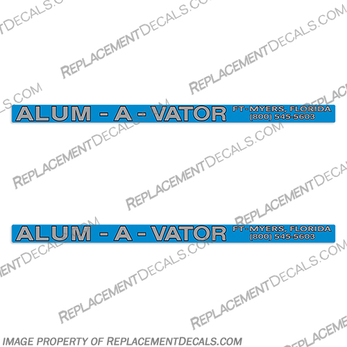 ALUM A Vator Boat Lift Decals - Set of 2 - ALUMAVATOR Alum, A, Vator, ALUMAVATOR, ALUM-A-VATOR, Boat, Lift, Decal, Decals, Set, of, 2, two,