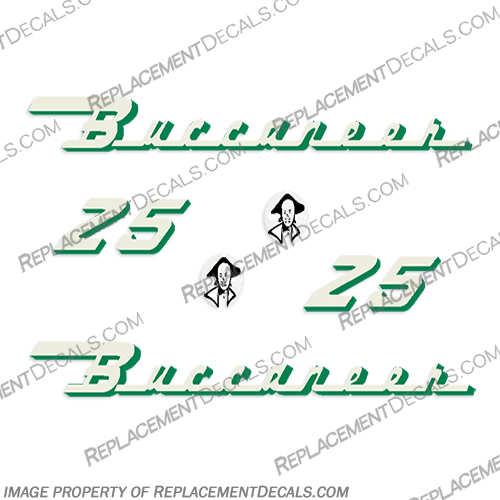 1953 -1955 Gale Buccaneer 25hp Boat Decals gale, buccaneer, 25hp, 25 hp, 25, hp, boat, decals, stickers, kit, vintage, outboard, motor, 