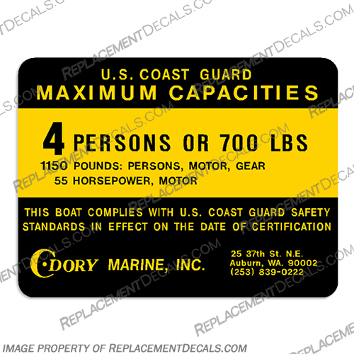C Dory Marine Boat Decal - 4 Person Capacity Decal C, Dory, Marine, Boat, Decal, 4, four, person, people, capacity, decal, decals,