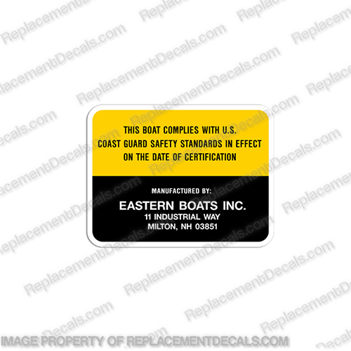 Eastern Boats Inc. Capacity Decal capacity,decal,eastern,boats,inc,manufacture,label,sticker