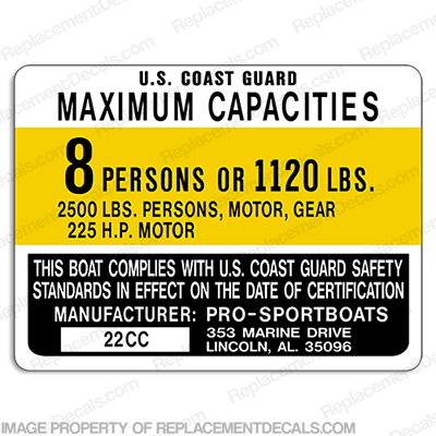 Pro-Sport 22C Capacity Decal - 8 Person prosport, prosports, INCR10Aug2021