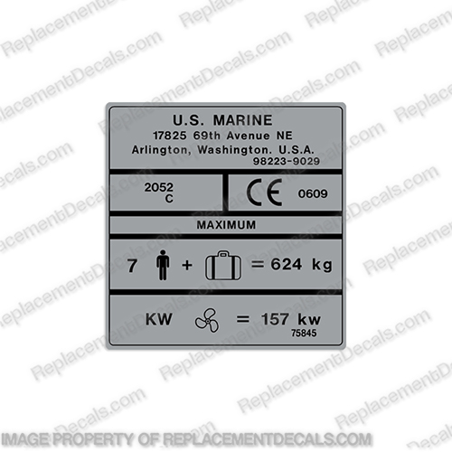 7 Person US Marine Decal - Silver capacity, decal, us, marine, 7, person, label, plate, sticker