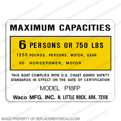 Waco Capacity Decal P18FP 6 Person INCR10Aug2021