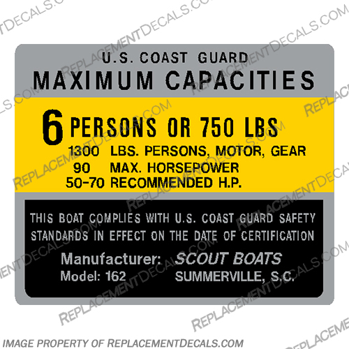 Scout 162 Capacity Decal - 6 Person capacity, decal, scout, 162, 6, person, sticker, 