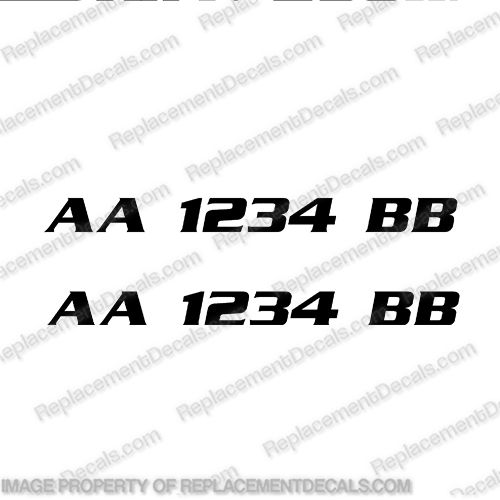 Boat Registration Number Decals in Carolina Skiff Font - You Choose Color!  carolina, skiff, font, boat, hull, registration, number, decal, sticker, kit, set
