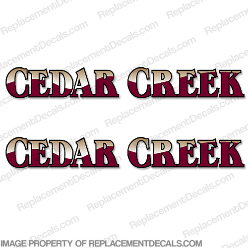 Cedar Creek RV Decals (Set of 2) - Burgundy/Tan - RV-CC-BT